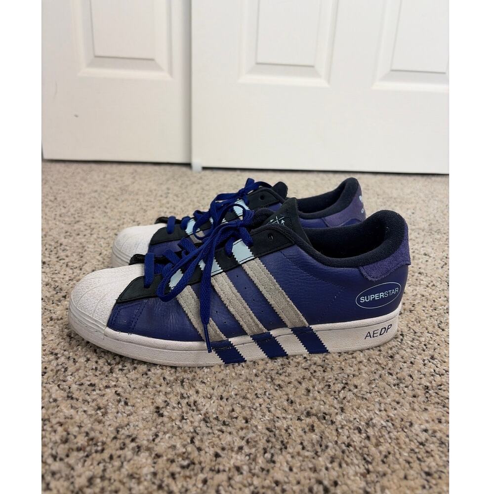 Adidas Superstar Extended Stripes Sneakers Legacy Indigo Shoes Mens 8.5 GY3415
